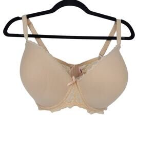 Wier Side Lace Nude Tan Full Coverage Adjustable Strap Underwire Bra Size 44E